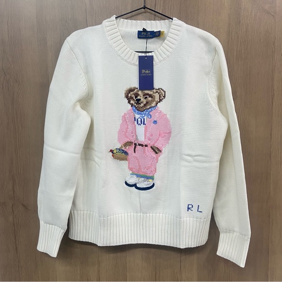 Polo Ralph Lauren Sweaters - Polo by Ralph Lauren Cream Sweater with Bear Design